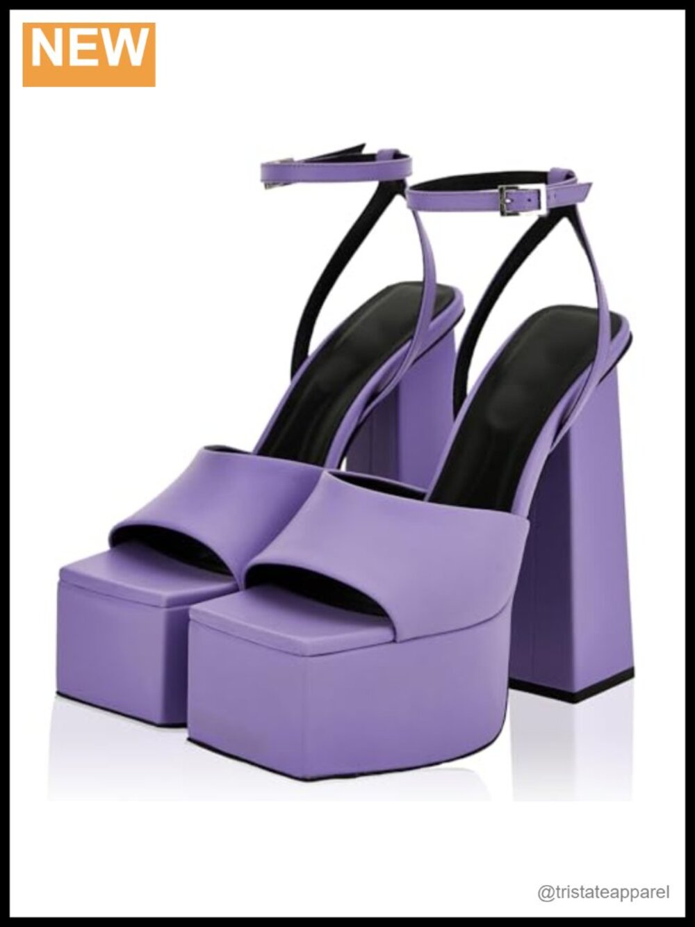 Platform Chunky Heel Sandals Open Square Toe Ankle Strap Wedding Dress Heels